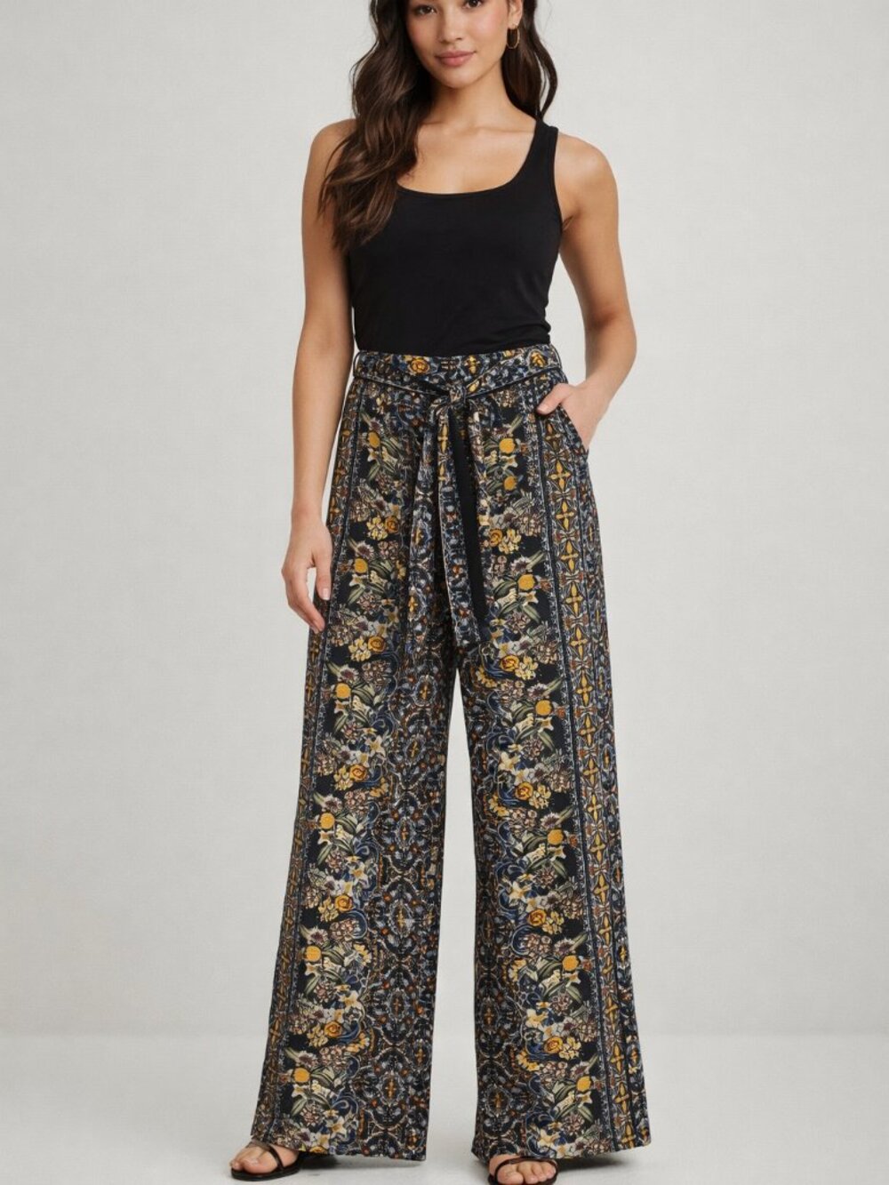 White House Black Market Wide-Leg Patterned Pants XS